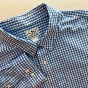 L.L. Bean Slightly Fitted Blue Plaid Button Down Shirt